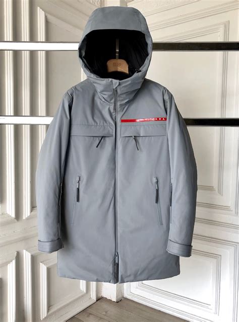 prada grey jacket mens|Prada down jacket men's.